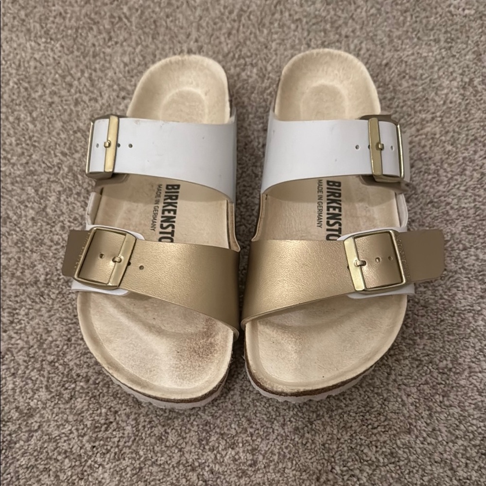 Birkenstock Women's Sandals in Gold and White